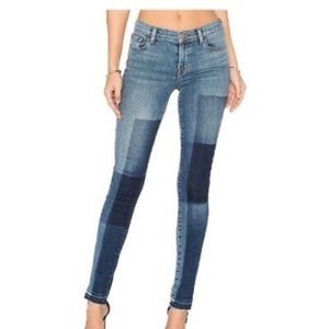 J Brand Mid Rise Skinny Patch Look Denim Raw Hem Jeans Size 26.